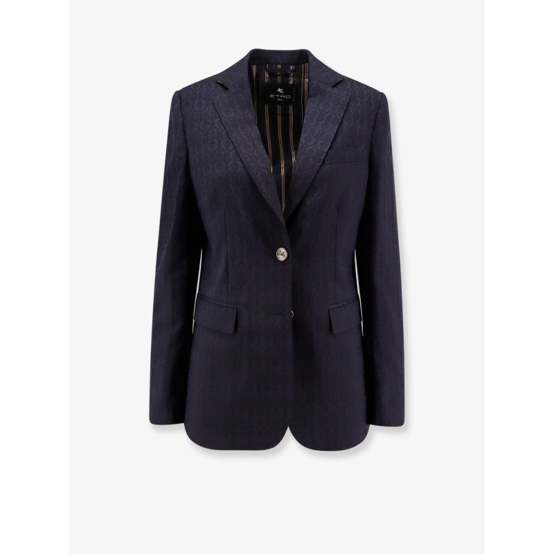Single-breasted wool blazer with iconic pattern