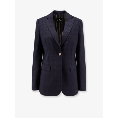 Single-breasted wool blazer with iconic pattern