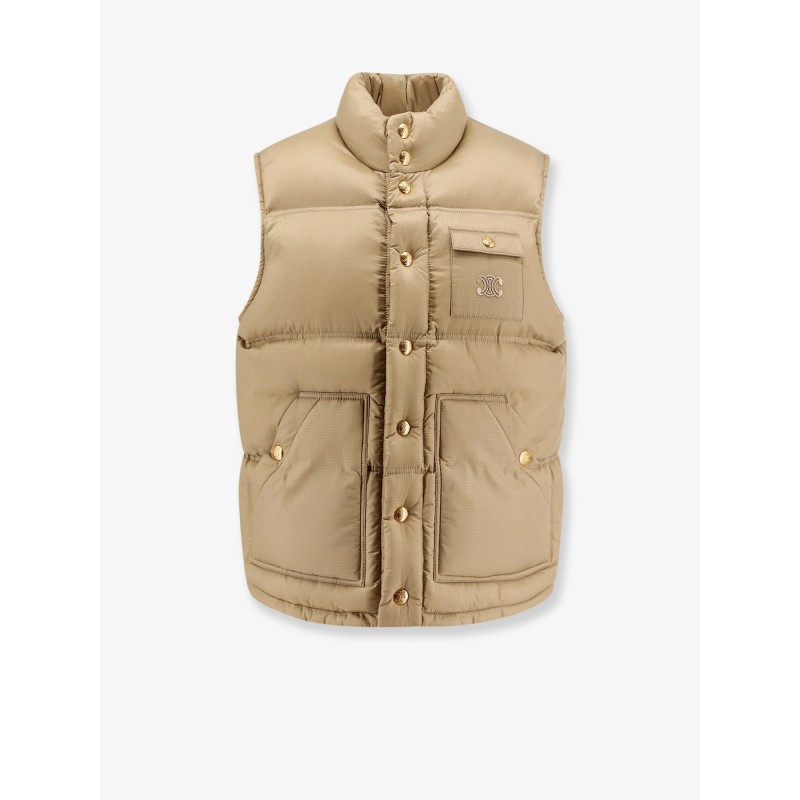 Sleeveless down jacket with Triomphe patch