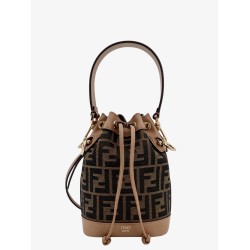 Mini Mon Tresor FF jacquard fabric and leather bucket bag