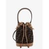 Mini Mon Tresor FF jacquard fabric and leather bucket bag