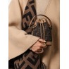 Mini Mon Tresor FF jacquard fabric and leather bucket bag