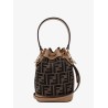 Mini Mon Tresor FF jacquard fabric and leather bucket bag
