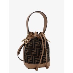 Mini Mon Tresor FF jacquard fabric and leather bucket bag