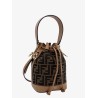 Mini Mon Tresor FF jacquard fabric and leather bucket bag