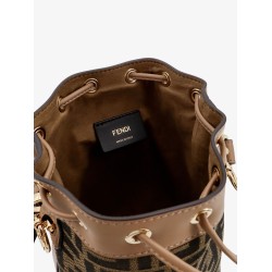 Mini Mon Tresor FF jacquard fabric and leather bucket bag