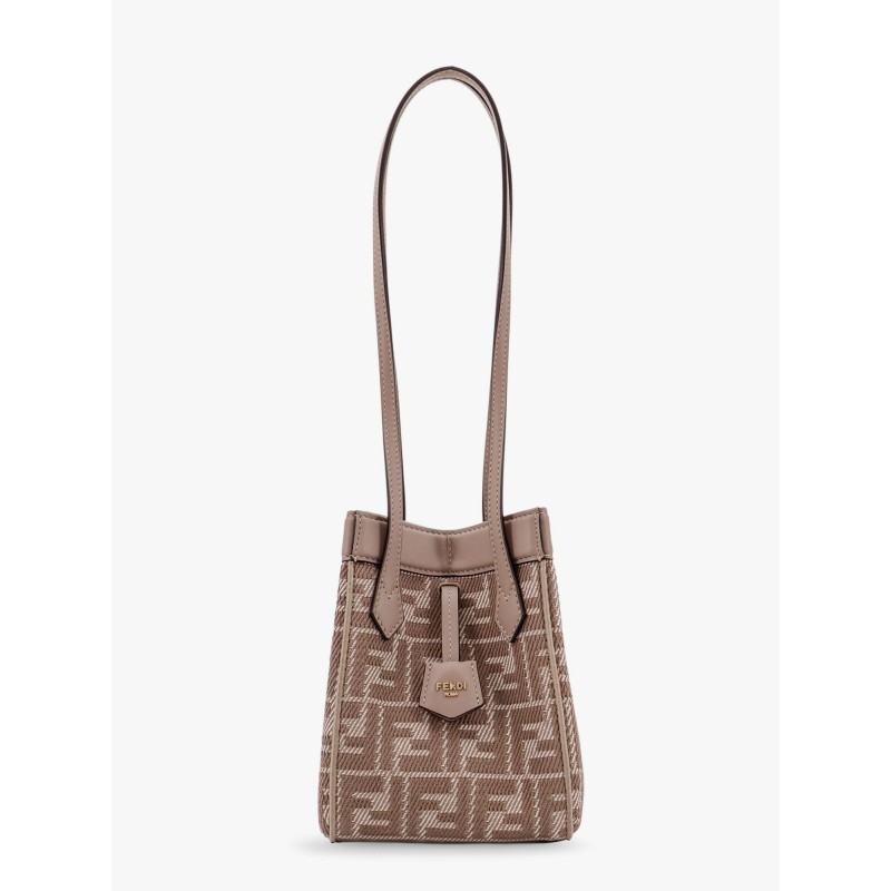 Origami Mini leather and denim-effect FF jacquard transformable mini-bag