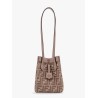 Origami Mini leather and denim-effect FF jacquard transformable mini-bag