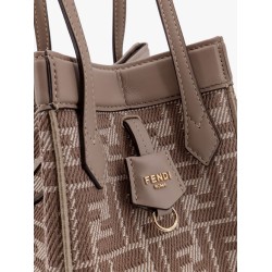 Origami Mini leather and denim-effect FF jacquard transformable mini-bag