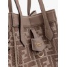 Origami Mini leather and denim-effect FF jacquard transformable mini-bag