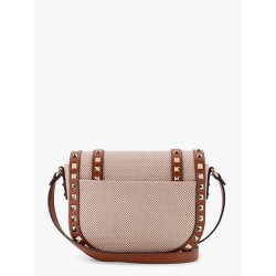 Messenger rockstud fabric and leather shoulder bag