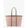 Canvas and leather shoulder bag with iconic studs