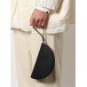 Leather pochette with iconic four stitched detail