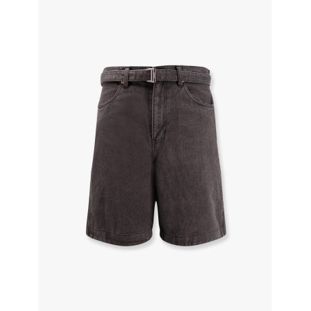 Black denim bermuda shorts with belt
