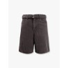 Black denim bermuda shorts with belt