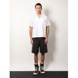 Black denim bermuda shorts with belt