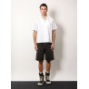 Black denim bermuda shorts with belt