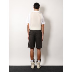 Black denim bermuda shorts with belt