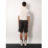 Black denim bermuda shorts with belt