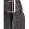 Black denim bermuda shorts with belt