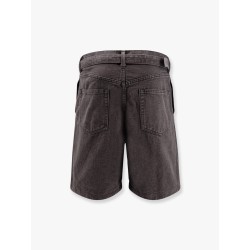 Black denim bermuda shorts with belt