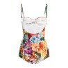 FLOWER PRINT PADDED BALCONETTE ONE PIECE SWIMSUIT