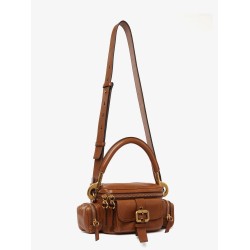Small double carry leather bag with multipocket detail