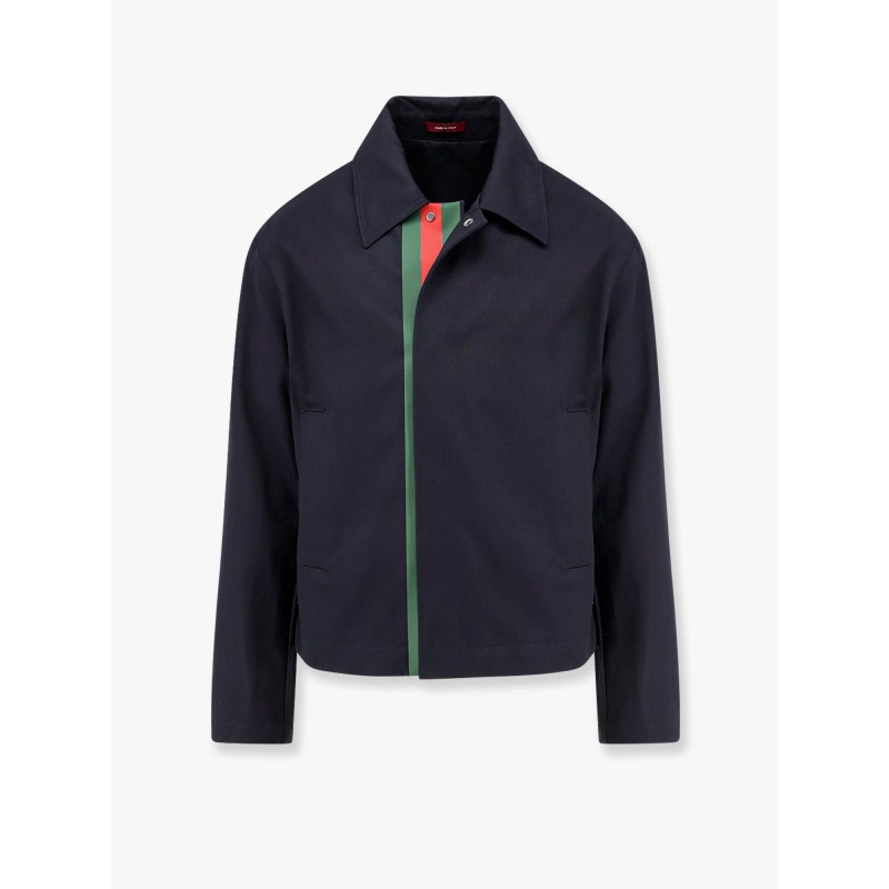 Cotton gabardine jacket with embossed logo