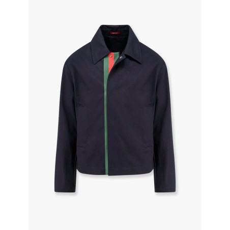 Cotton gabardine jacket with embossed logo