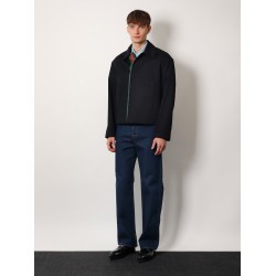 Cotton gabardine jacket with embossed logo