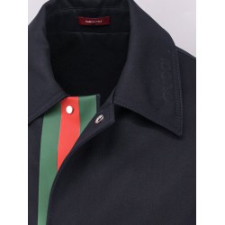 Cotton gabardine jacket with embossed logo