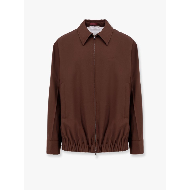 Wool jacket with pointed collar