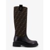 Fendi Filo leather and FF Jacquard Fabric boots
