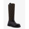 Fendi Filo leather and FF Jacquard Fabric boots