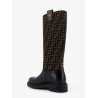 Fendi Filo leather and FF Jacquard Fabric boots