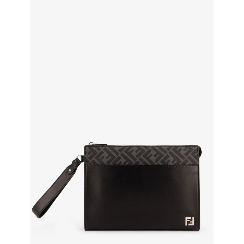 Squared FF leather clutch