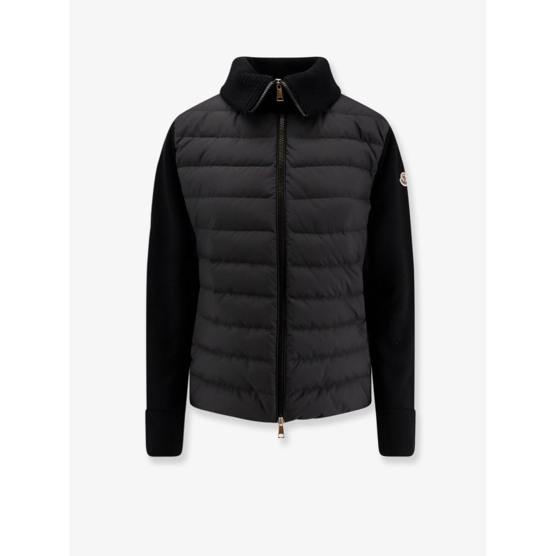Nylon down jacket with virgin wool inserts