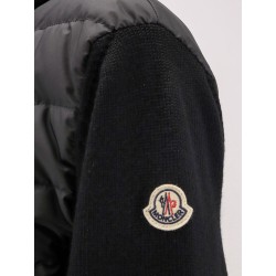 Nylon down jacket with virgin wool inserts