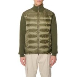 Nylon down jacket with wool and cashmere sleeves