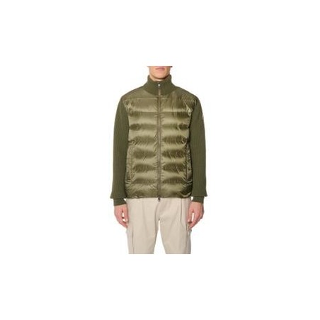 Nylon down jacket with wool and cashmere sleeves