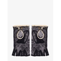 Lace gloves with leather profiles