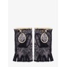 Lace gloves with leather profiles