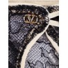 Lace gloves with leather profiles