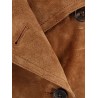Long double-breasted suede trench coat