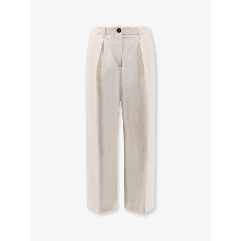 Cotton and wool trousers with adjustable drawstring