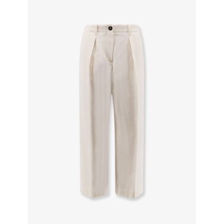 Cotton and wool trousers with adjustable drawstring