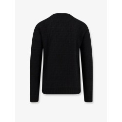 Cotton sweater with FF jacquard effect