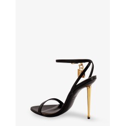 Leather sandals with logoed padlock