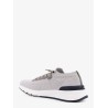 Low-top cotton knit and leather sneakers