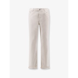 Traditional Fit white denim trousers